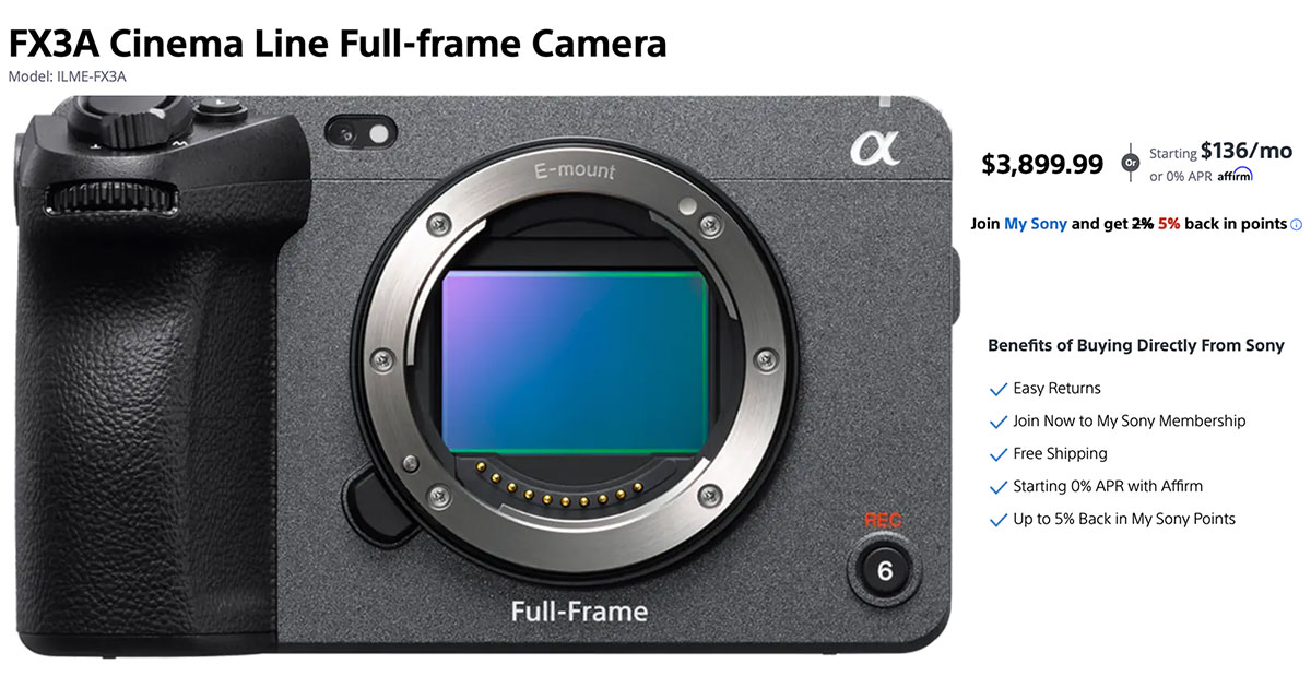 Sony Announces Updated FX3A Cinema Camera Sony Announces Updated FX3A Cinema Camera