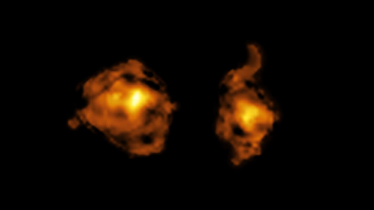 How a Quasar Pierced a Galaxy in the Early Universe How a Quasar Pierced a Galaxy in the Early Universe