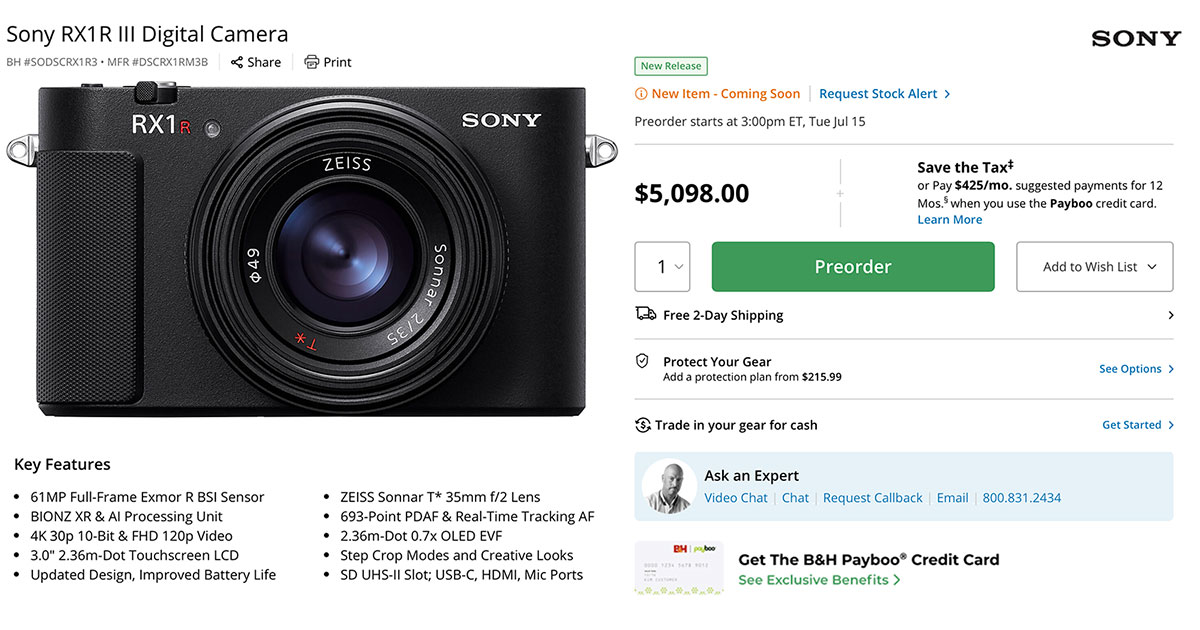 Sony RX1R III Available for Pre-Order NOW! Sony RX1R III Available for Pre-Order NOW!